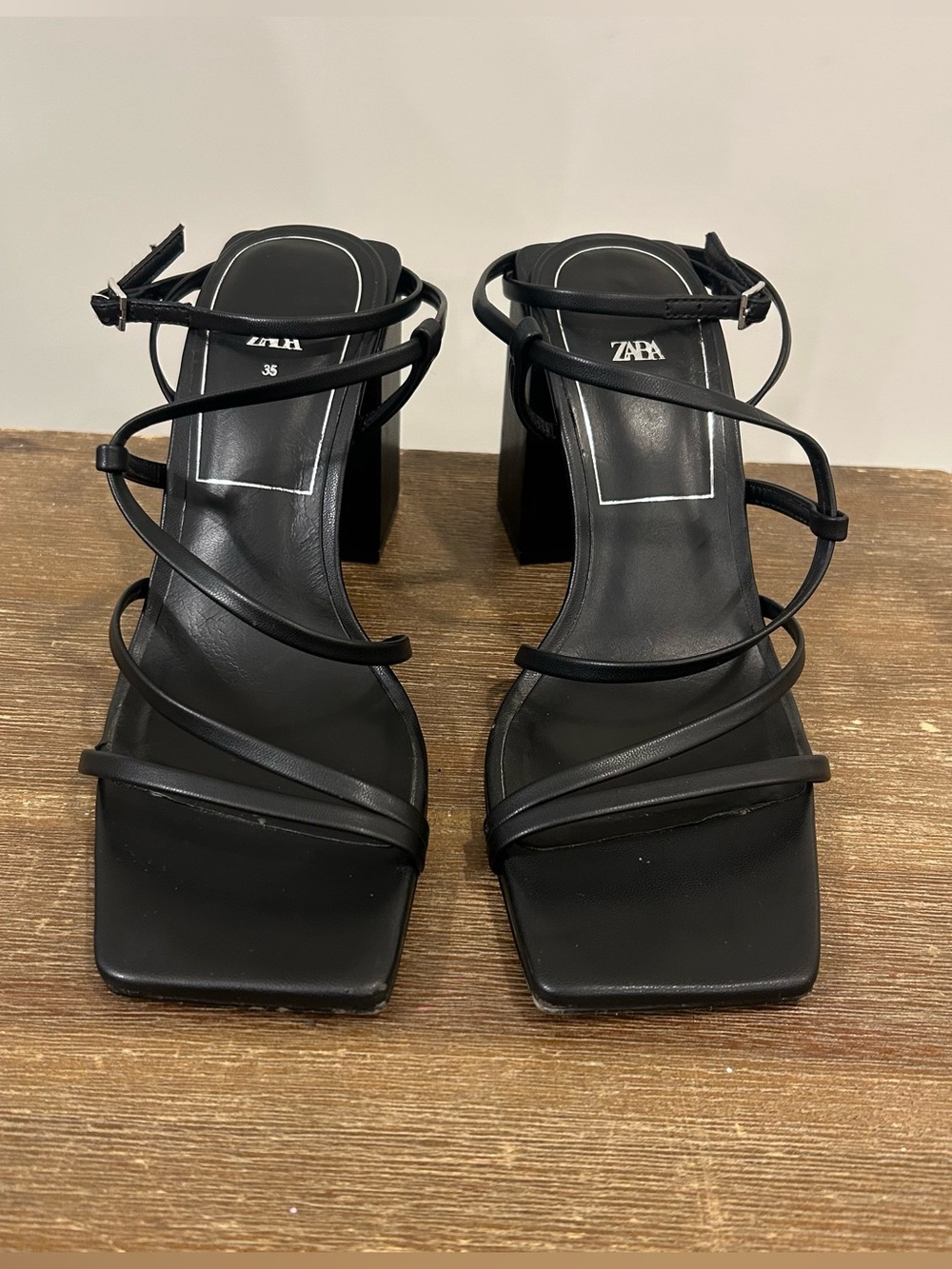 Zara block heel strappy sandals
